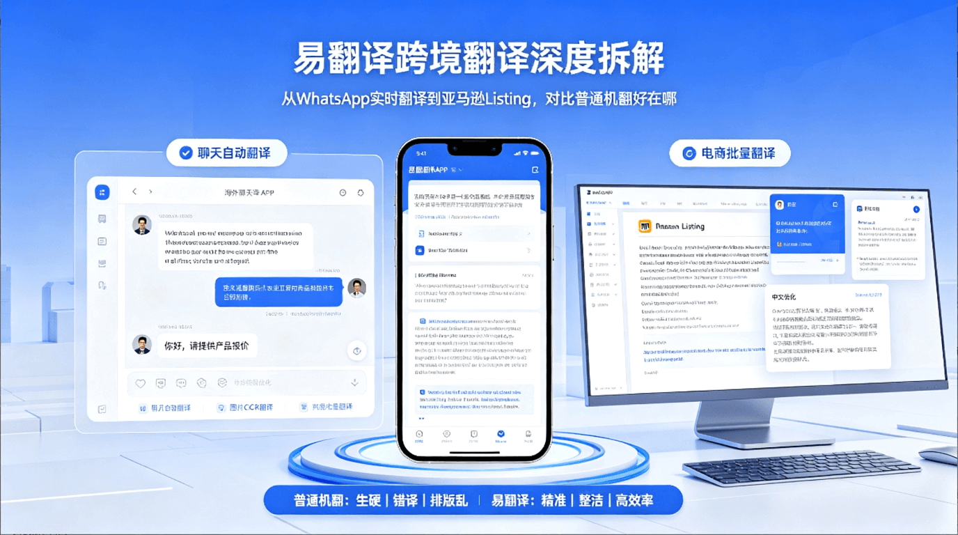 易翻译跨境翻译深度拆解：从WhatsApp实时翻译到亚马逊Listing，对比普通机翻好在哪