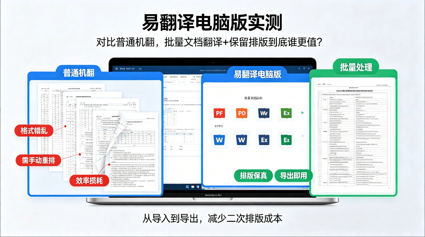 易翻译电脑版实测：对比普通机翻，批量文档翻译+保留排版到底谁更值？