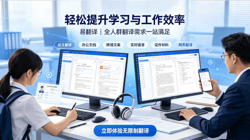 2026免费翻译软件排行榜！易翻译无字数限制，搞定办公、论文、跨境全场景翻译