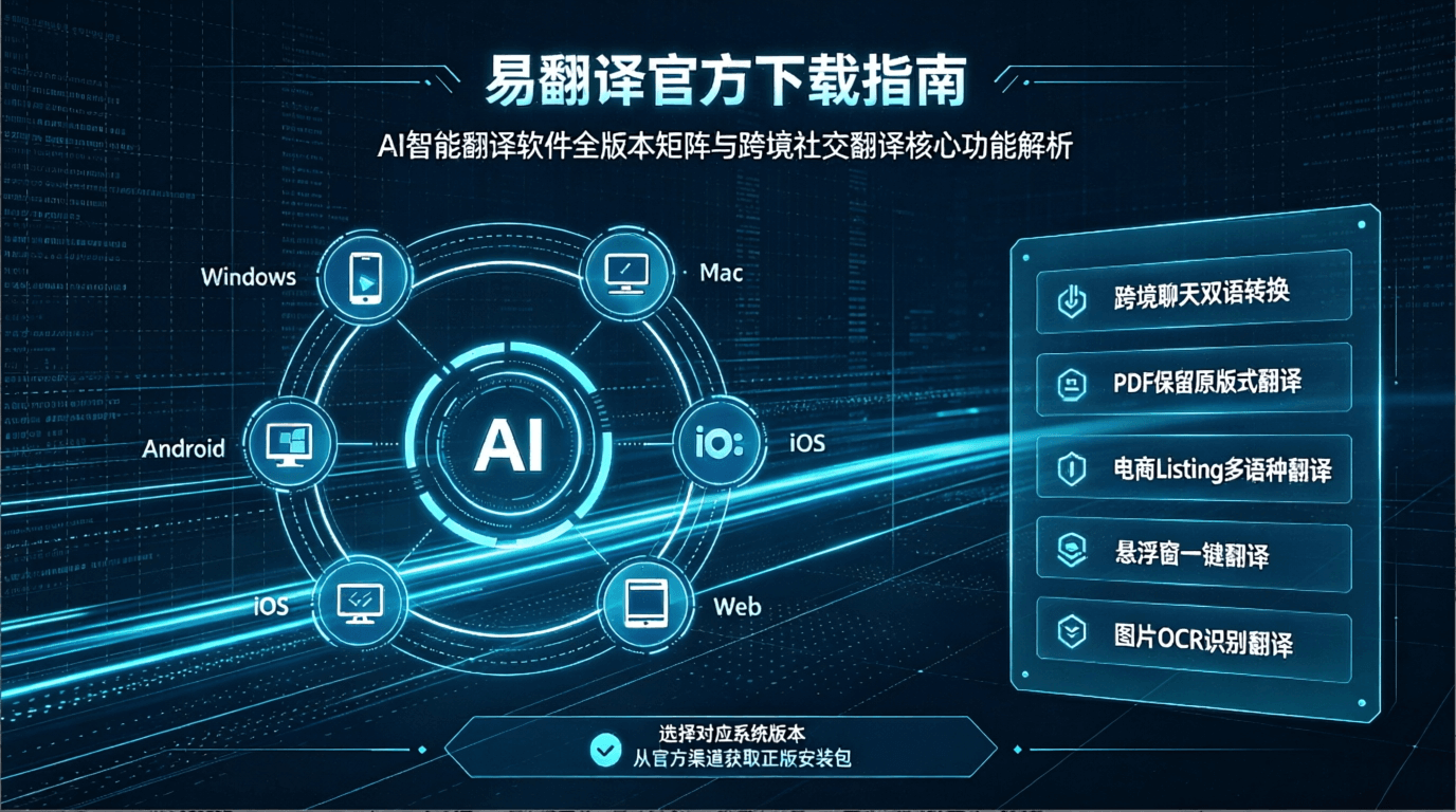 易翻译官方下载指南：AI智能翻译软件全版本矩阵与跨境社交翻译核心功能解析